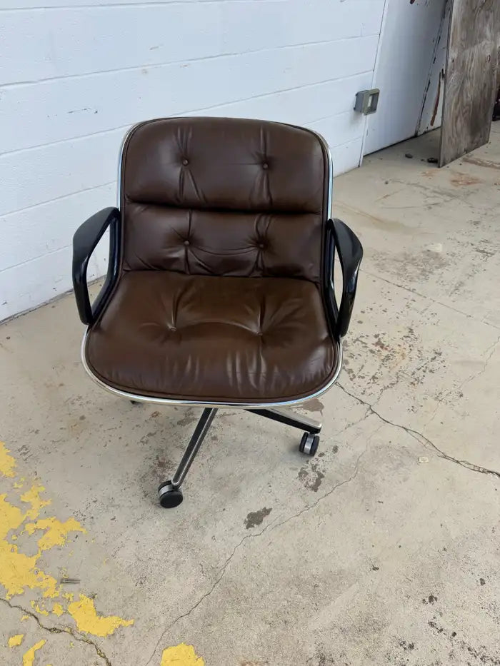 11 Executive Armchairs by Charles Pollock for Knoll Brown Leather