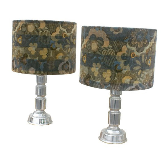 (2) Mid Century Modern Table Lamps Chrome Base (MR6503)