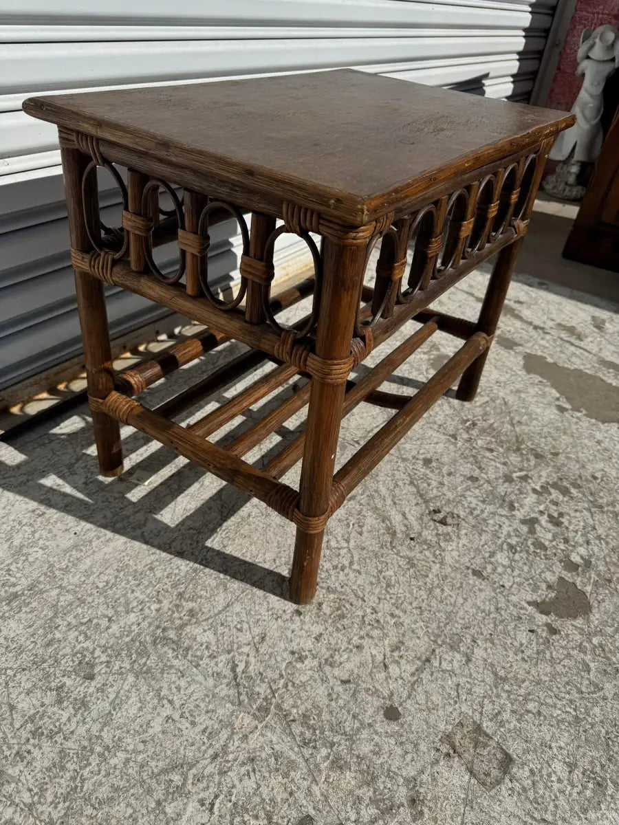bamboo end table bohemian style home décor