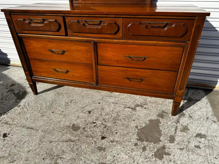 modern walnut dresser 7 drawer storage furniture piece