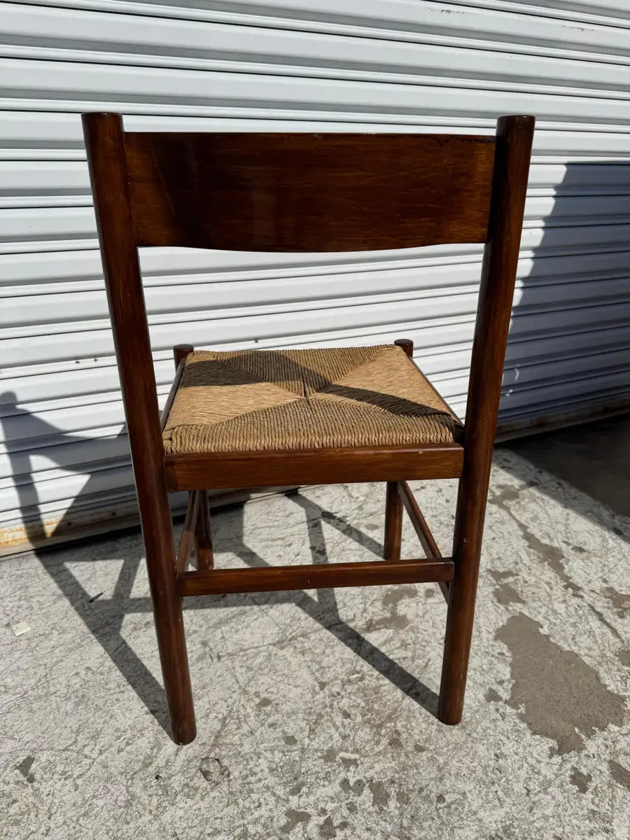 walnut wood chair rush seat farmhouse style