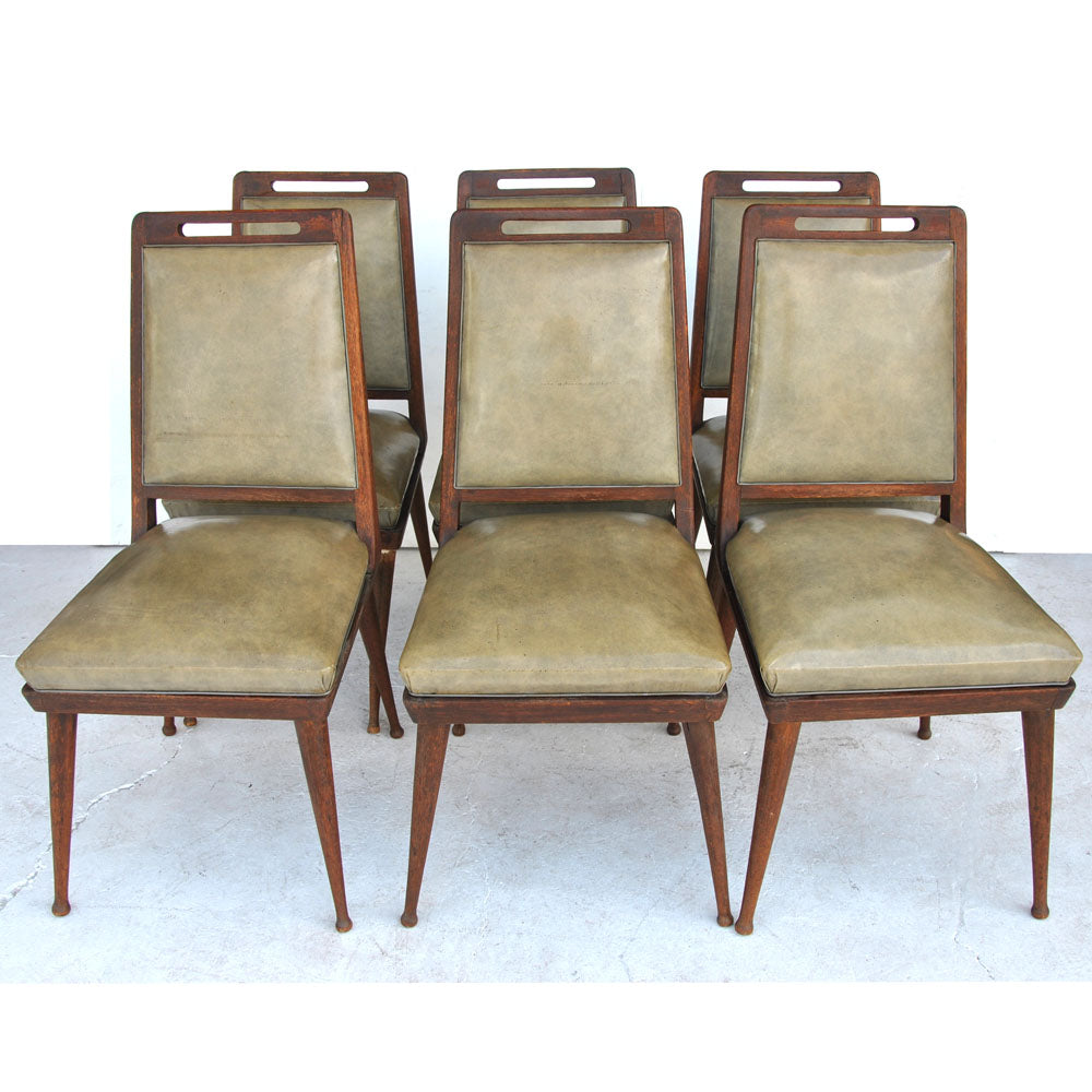 6 Italian Mid Century Modern Dining Chairs