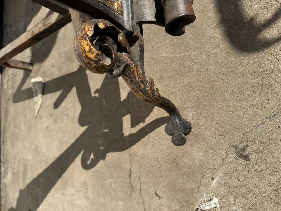 Elegant Iron Andirons with Gold Tone