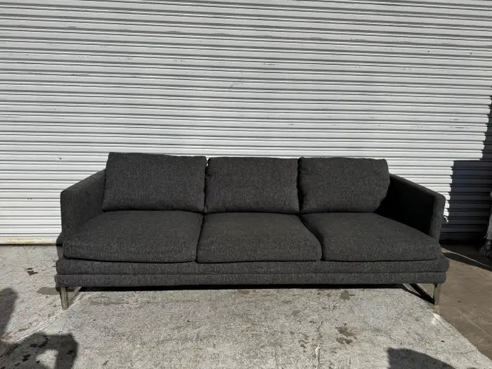 contemporary grey sofa feather cushions comfortable seating