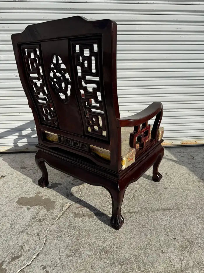 oriental style carved wood lounge chair classic décor