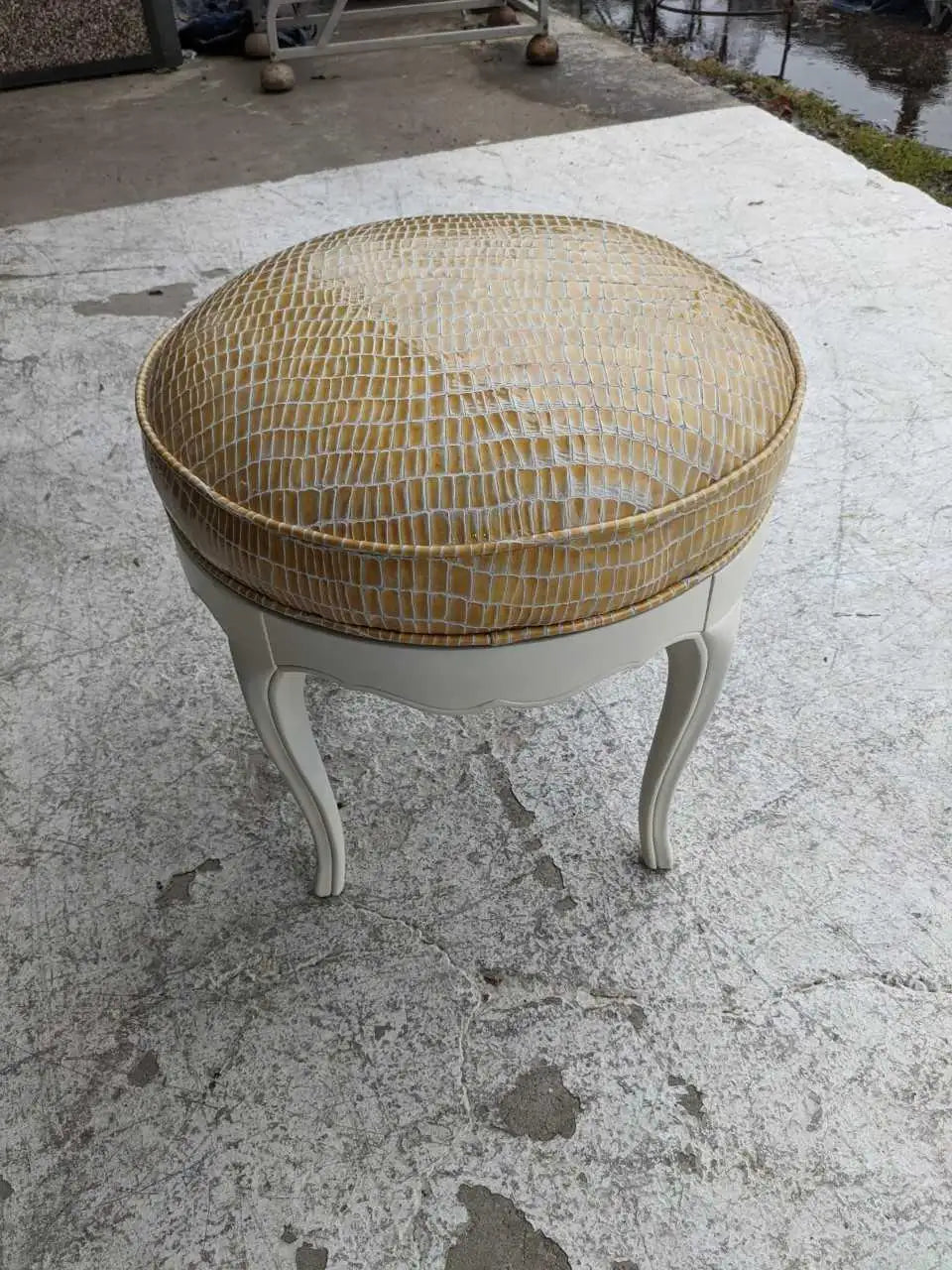 Vintage Restored Hollywood Regency Style Ottoman with Swivel