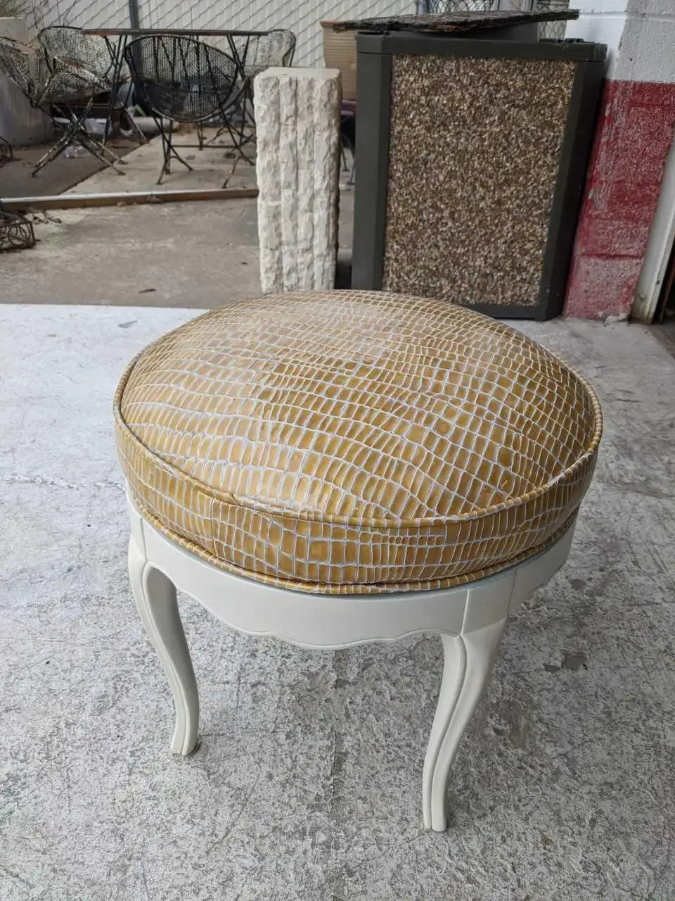 Vintage Restored Hollywood Regency Style Ottoman with Swivel
