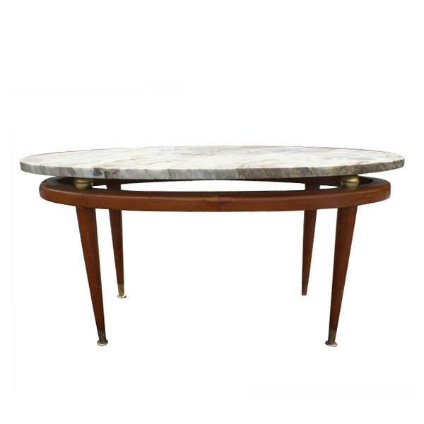 Mid Century Modern Floating Top Marble Coffee Table