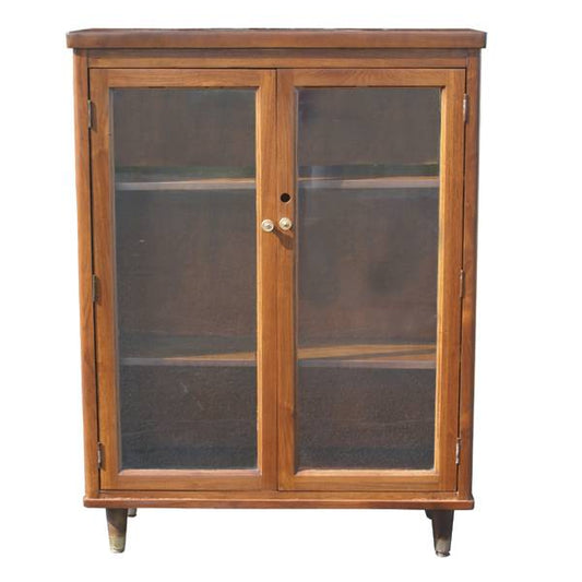 Mid Century walnut and glass front barrister bookcase for vintage storage and display