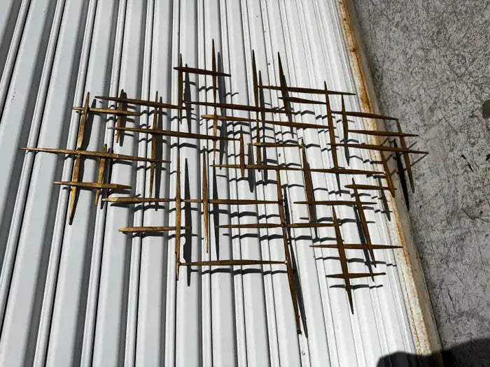modern brutalist wall sculpture metal abstract decor