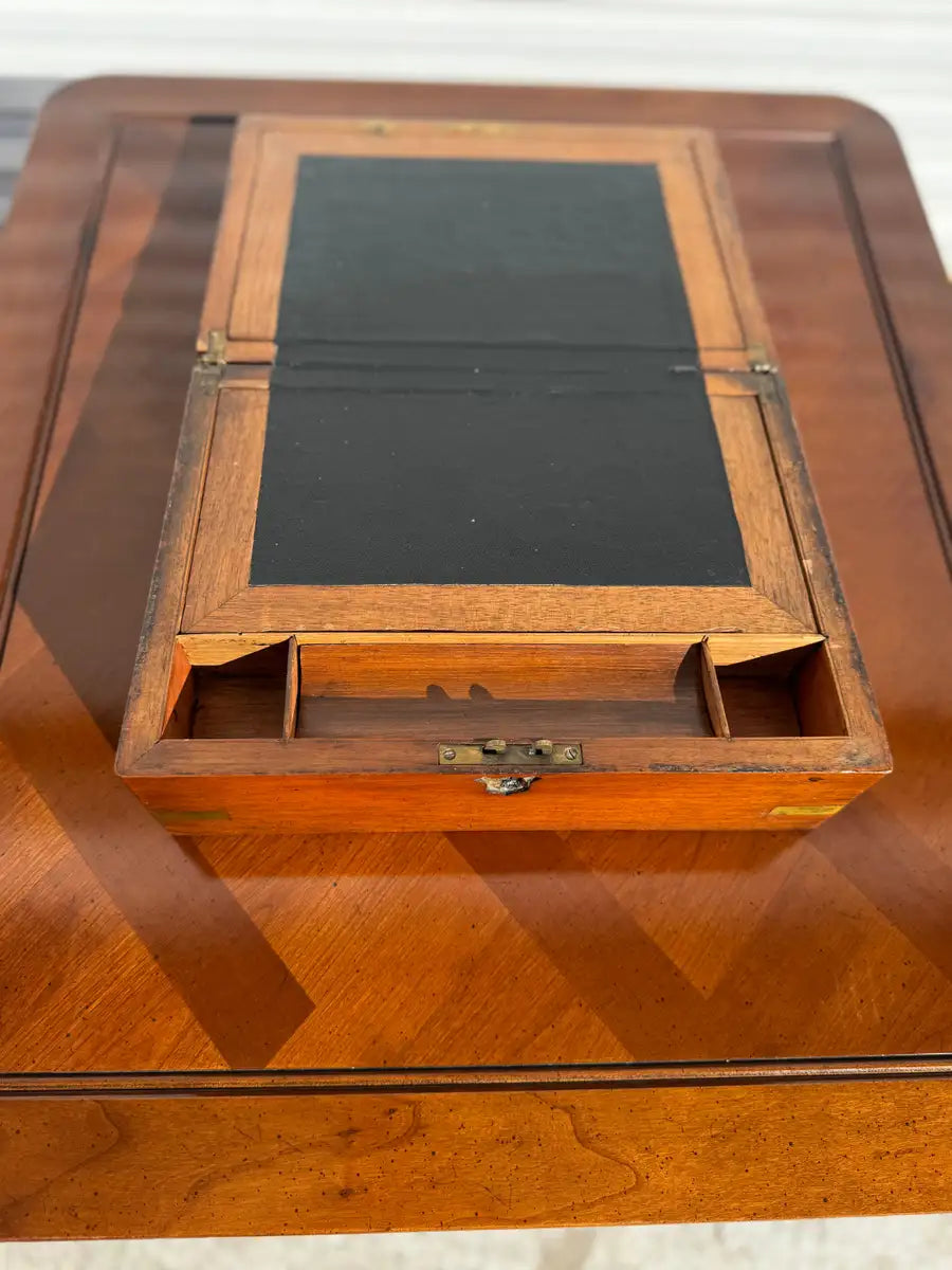 antique portable writing desk burl wood detailed grain