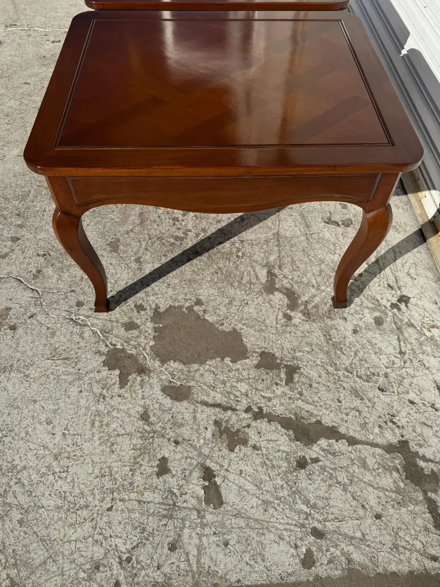 vintage side tables hollywood regency wood pattern top