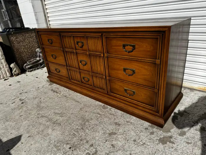 mid century modern walnut dresser nine drawer design