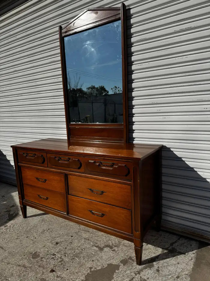 walnut 7 drawer dresser mid century modern bedroom storage