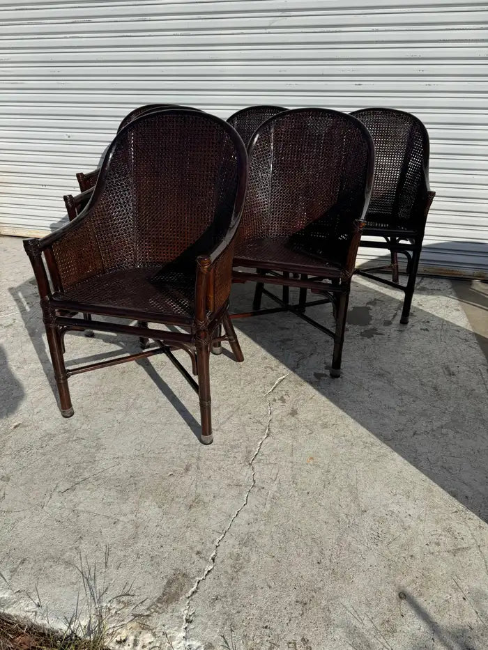 vintage cane back dining chairs dark wood frame