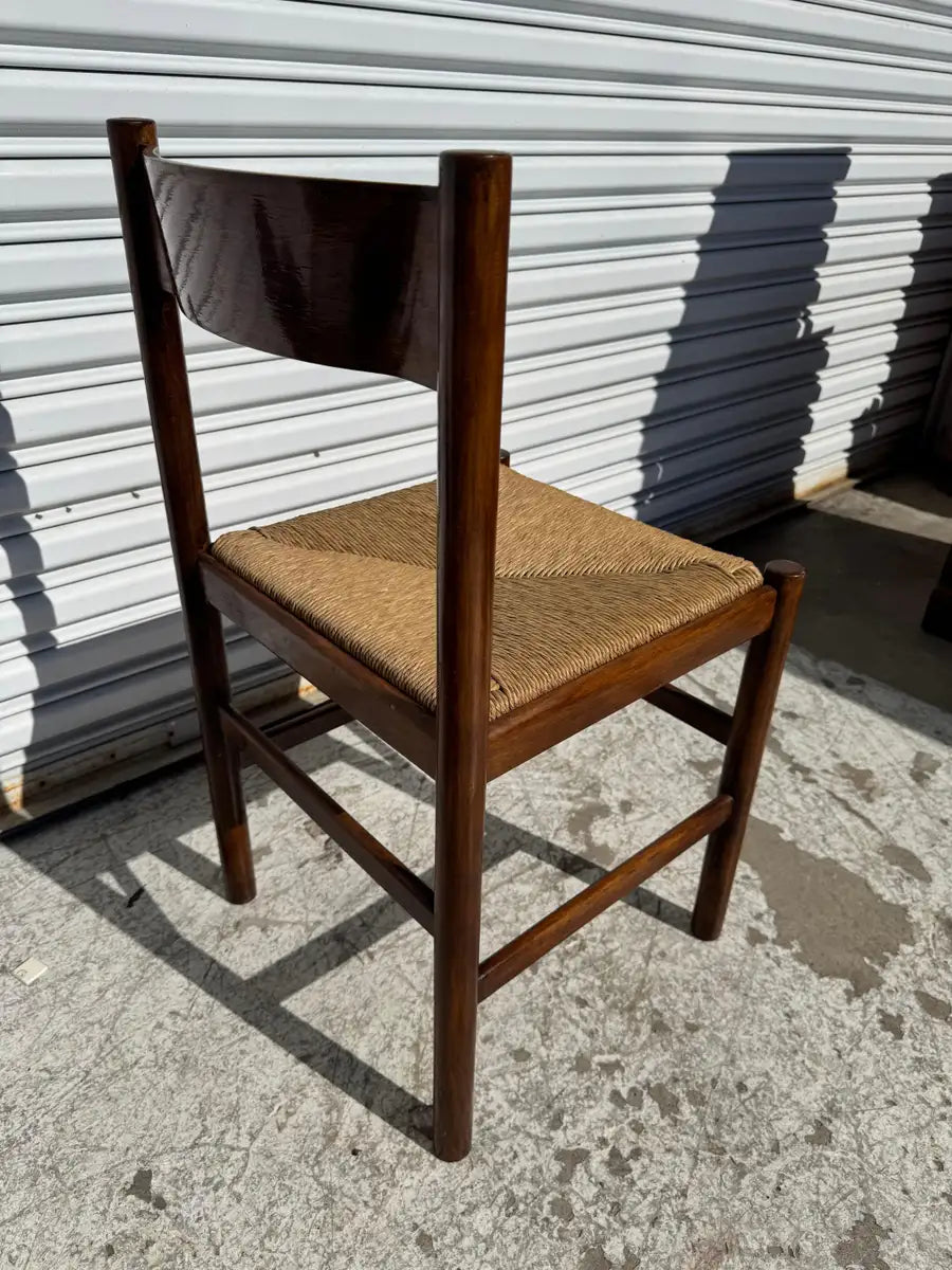 vintage Italian dining chair handwoven rush seating