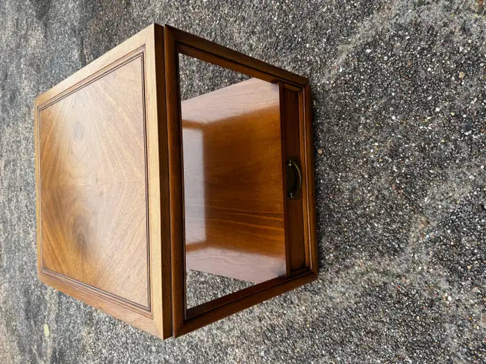 walnut accent table with storage drawer living room furniture