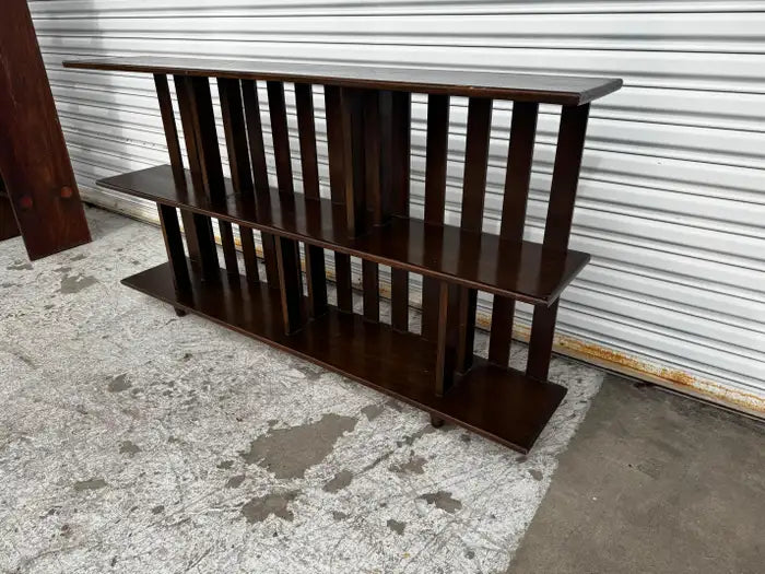 mission style walnut bookcase open shelf storage unit