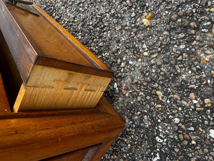 classic walnut end table drawer and shelf design
