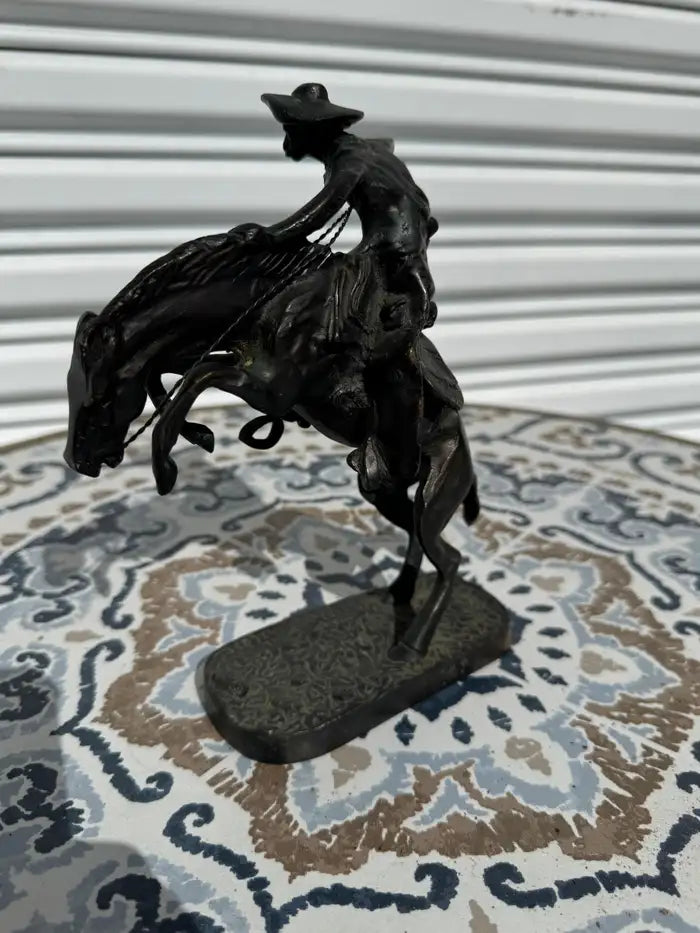 western style bucking horse statue bronze metal art