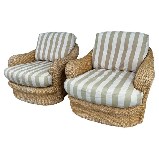 wicker swivel lounge chairs with cushions accent seating set