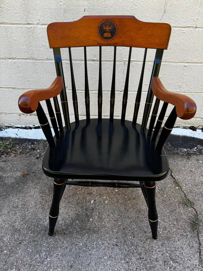 windsor style chair black finish with sigillum emblem seat