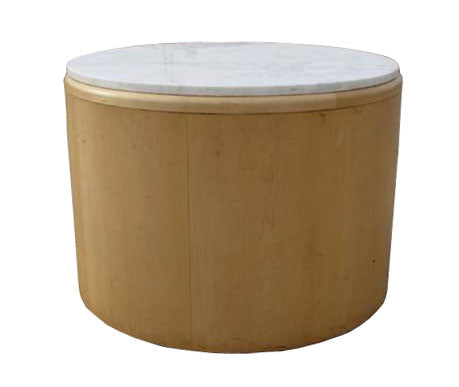 31″ Vintage Marble Maple Pedestal Stand Side End Table