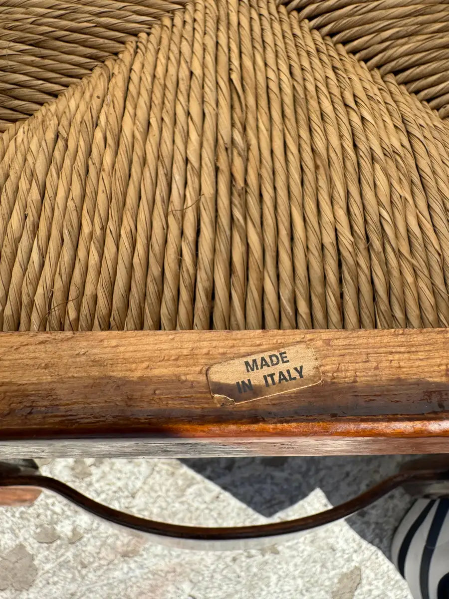 traditional Italian chair walnut frame rush seat