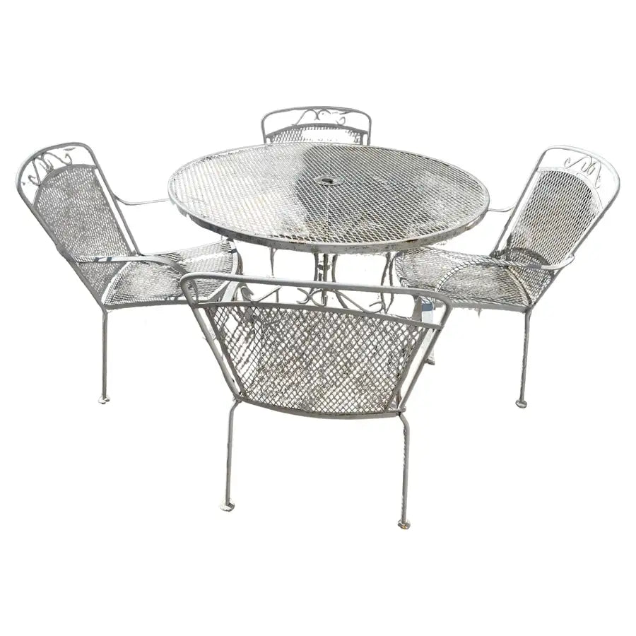 wrought iron patio set mesh outdoor dining furniture