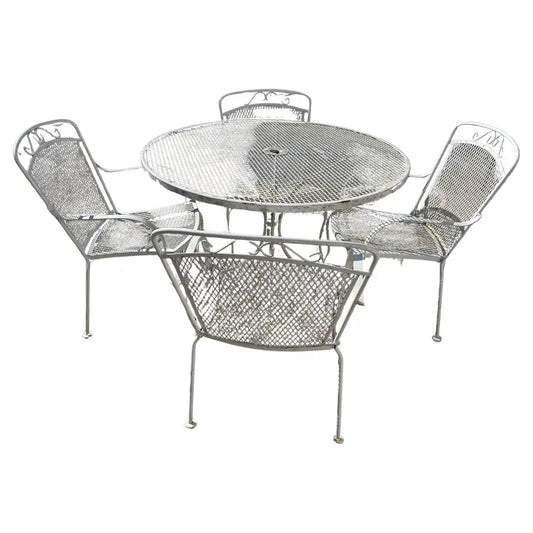 wrought iron patio set mesh outdoor dining furniture