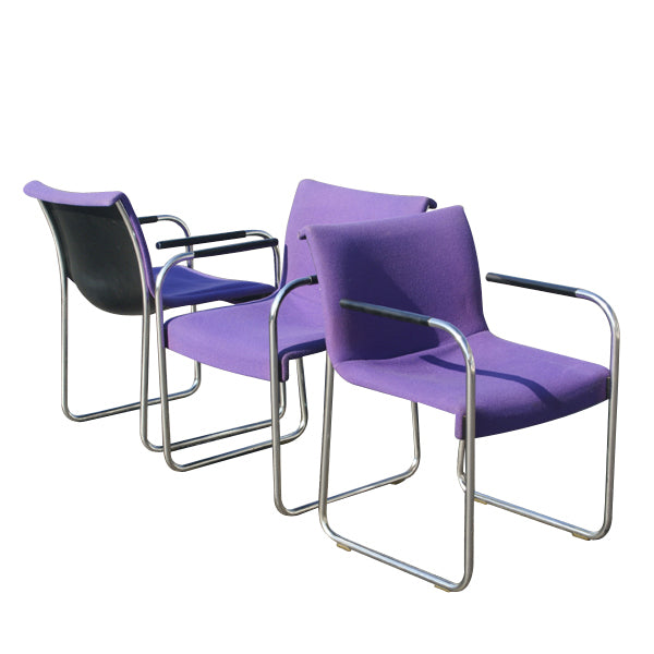 Harter Corporation Dining Arm Chairs Upholstered Purple Upholstery Metal Legs (MR1361)