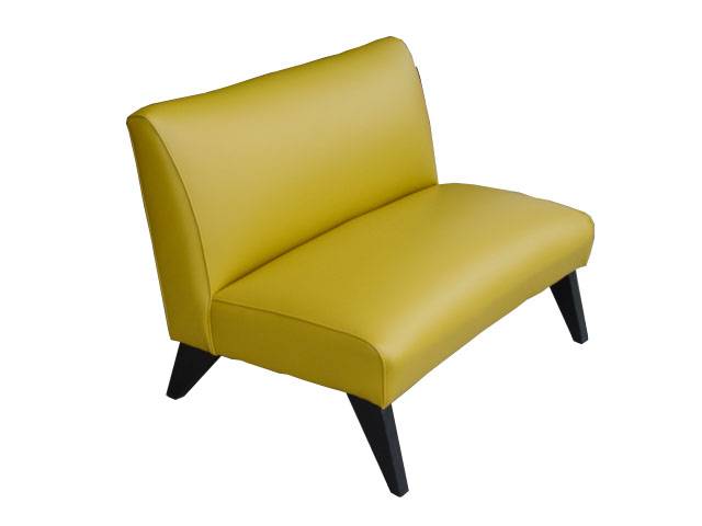 Mid Century Mustard Yellow Love Seat Ebonized Splayed Legs